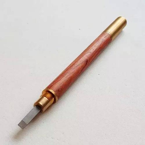 便携式双头钨钢篆刻刀嵌红木杆 可换刀头石刻雕刻刀 钨钢刻刀套装